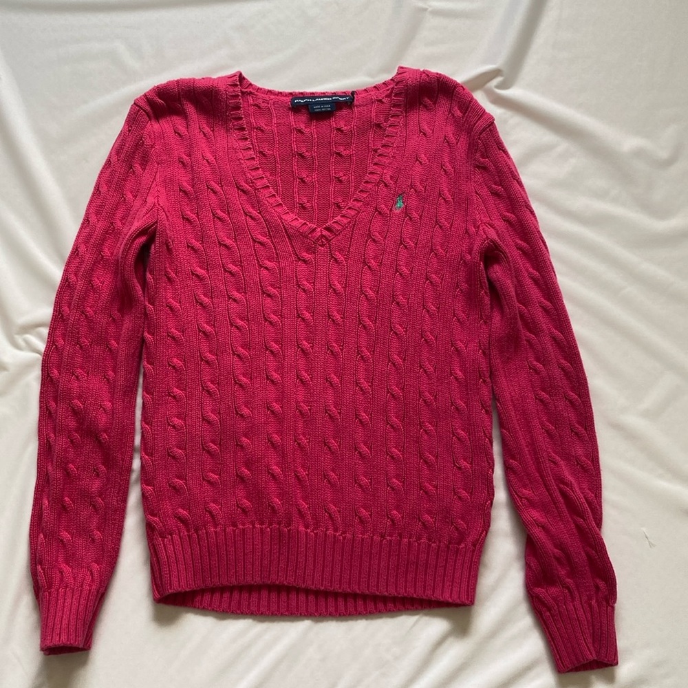 Ralph Lauren Polo Sport Pink Cable Knit Sweater M